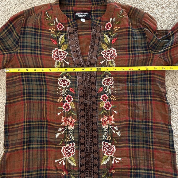 Johnny Was Plaid Embroidered Blouse - Picture 8 of 8